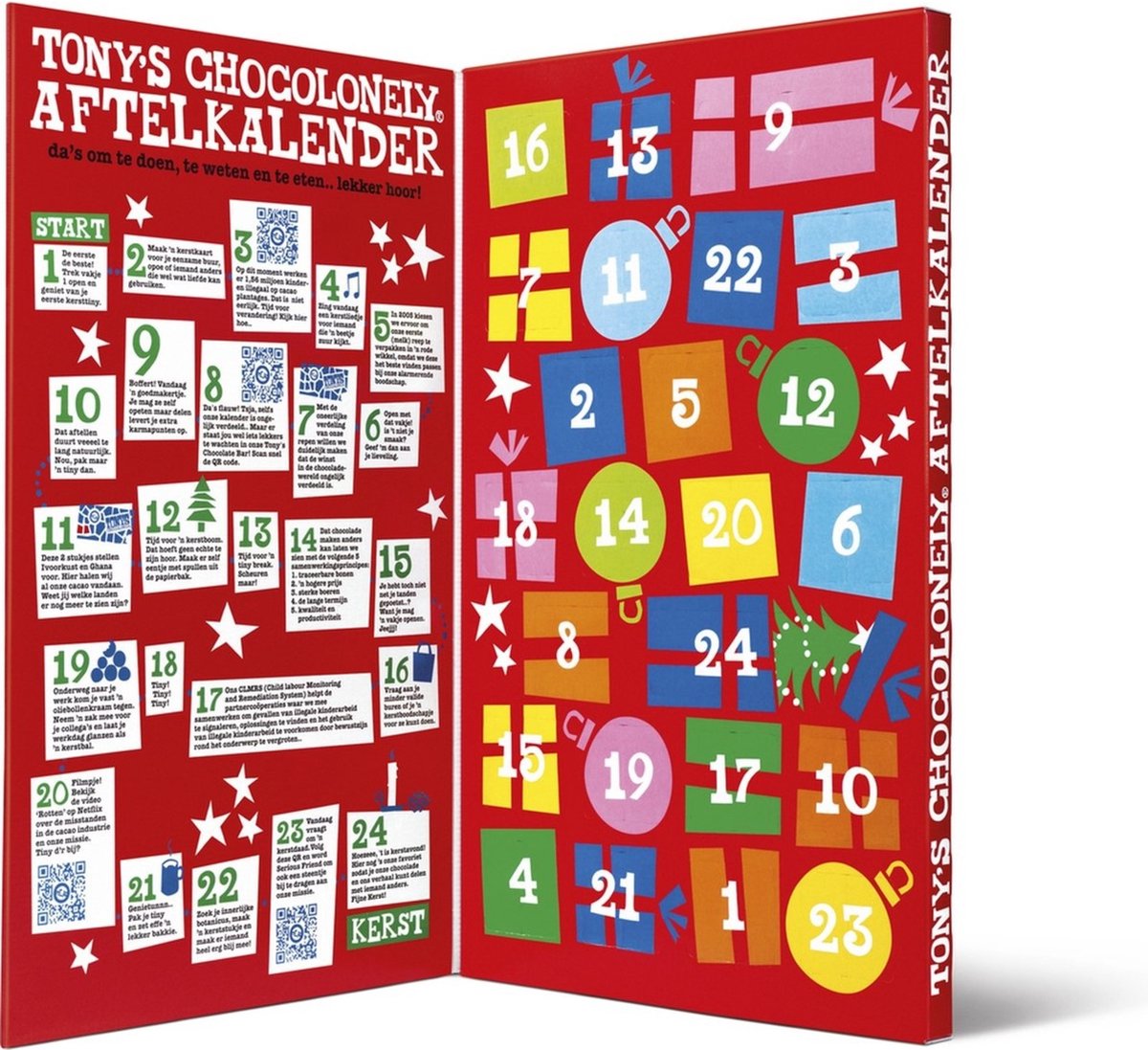 Tony's Chocolonely MEGA Kerst Chocolade Adventskalender 2022 - Aftelkalender - 12 Kalenders - Fairtrade Chocolade