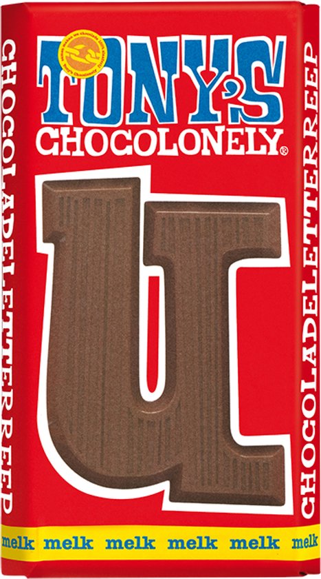Tony's Chocolonely Sint Sinterklaas Letterreep U - Melk - 15 x 180 gram