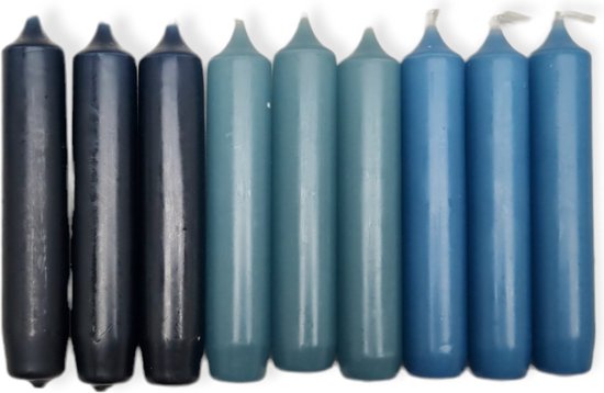 Cactula kwaliteits korte dinerkaarsen in 3 kleuren Blauwtje 2.1 x 12 cm 9 stuks