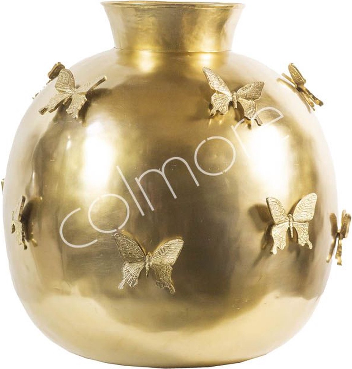 Colmore by Diga ronde gouden vaas extra groot met vlinders 64 x 66 cm