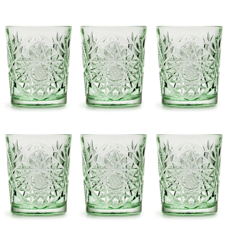 Libbey Drinkglas Hobstar - Groen – 355 ml/ 35,5 cl - 6 stuks - vintage design - vaatwasserbestendig - hoge kwaliteit