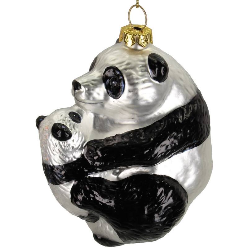  Cactula glazen kersthanger kerstbal Panda Ornament Panda Zwart 8x6x9cm