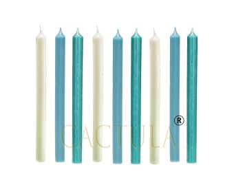 Cactula lange dinerkaarsen 28 cm Amandel Bloesem van Van Gogh in 3 Kleuren 9 stuks - Champagne - Lichtblauw - Turquoise