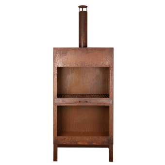 Esschert Design - Buitenkachel met houtopslag roest - Vuurhaard - Staal - Bruin