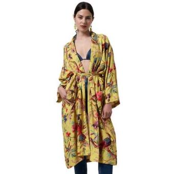 Imbarro Fashion & Home kimono paradise birds oker