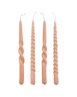 Cactula Swirl en Twist gedraaide kaarsen set - Blossom - 4 stuks - dinerkaars