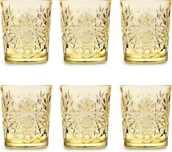 Libbey Drinkglas Hobstar Pale Yellow – 355 ml/ 35,5 cl - 6 stuks - vintage design - vaatwasserbestendig - hoge kwaliteit