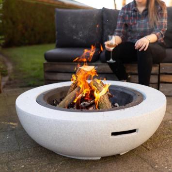 Esschert Design – Vuurschaal Beton(look) MGO L - Vuurschaal BBQ - Staal - Zwart