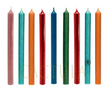 Cactula gekleurde lange dinerkaarsen 28 cm Bolder 9 stuks - Donkerblauw - Turquoise - Donkerood - Roze - Oranje - Groen
