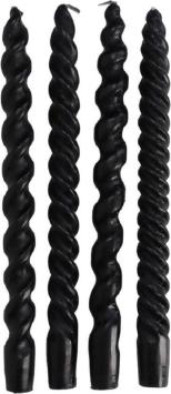 Cactula twist twirl swirl gedraaide dinerkaarsen Zwart 10x3x31cm