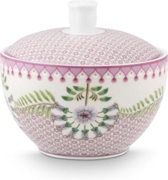 Pip Studio Lily & Lotus Tiles Lilac - sugar bowl - 300ml - Suikerpot Lily & Lotus Lily 300 ml - Lila suikerpot bloemen - vaatwasserbestendig