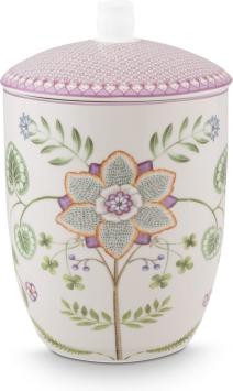 Pip Studio Storage lila Jar Lily & Lotus Off White 1.5ltr - voorraadpot - porselein - lila