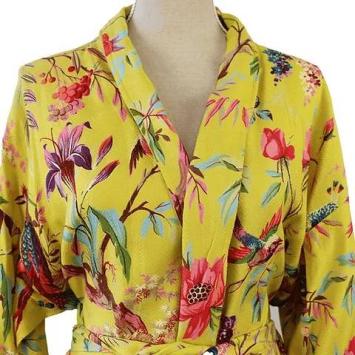 Imbarro Fashion & Home kimono paradise birds oker