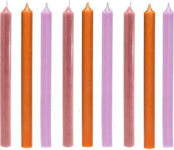 Cactula gekleurde Lange dinerkaarsen 28 cm - Fall US Forest - Oud Roze - Orange - Lila