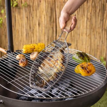 Esschert Design uitgebreide luxe barbecue gereedschap set - 9 delig - tang - handschoen - aardappel houder - groentehouder - lederen bbq schort - vishouder - thermometer - rookbox - Cadeau gift set - Vaderdag
