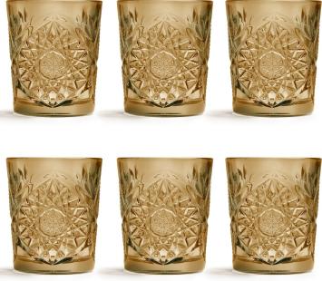 Libbey Drinkglas Hobstar Ocher – 355 ml/ 35,5 cl - 6 stuks - vintage design - vaatwasserbestendig - hoge kwaliteit