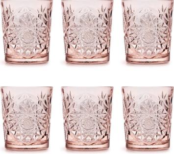 Libbey Drinkglas Hobstar Coral Pink – 355 ml/ 35,5 cl - 6 stuks - vintage design - vaatwasserbestendig - hoge kwaliteit