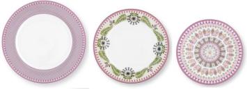 Pip Studio set van 3 borden uit de Lily & Lotus collectie in 3 maten dinerbord 26.5 cm ontbijtbord 23 cm gebaksbord 17 cm