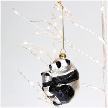  Cactula glazen kersthanger kerstbal Panda Ornament Panda Zwart 8x6x9cm