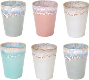 Costa Nova Kop Latte Macchiato 38cl - Grespresso - Aardewerk - Set van 6 in 4 kleuren - Soft Touch 9,5cmxH11cm - 6 stuks by supervintage