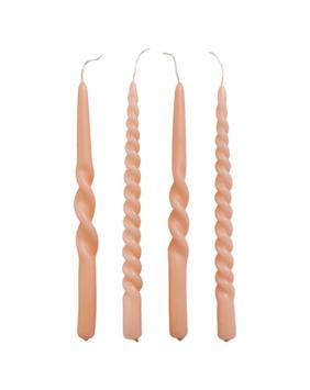 Cactula Swirl en Twist gedraaide kaarsen set - Blossom - 4 stuks - dinerkaars